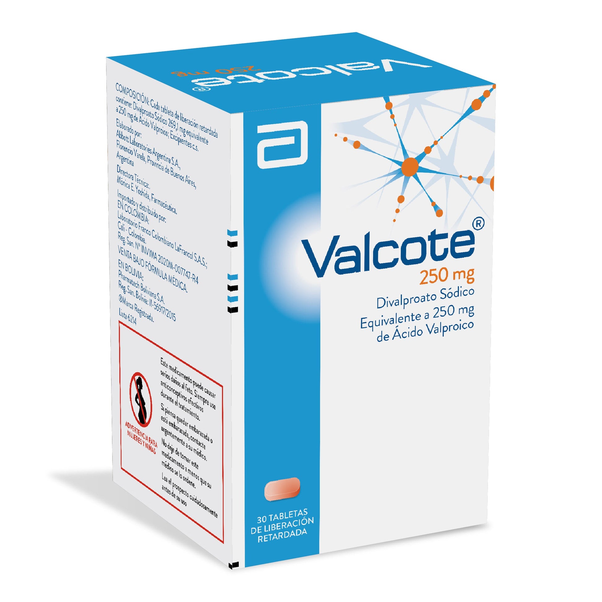 Valcote 250 mg 30 Tabletas (m)