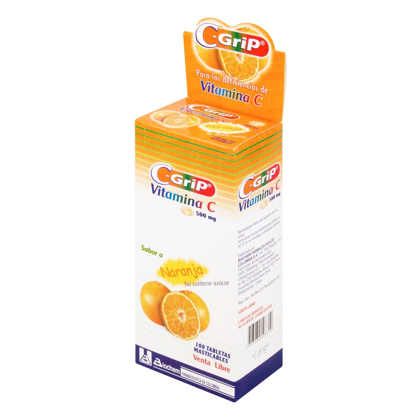 C grIP Vit.C Masticable Naranja 100 Tbs