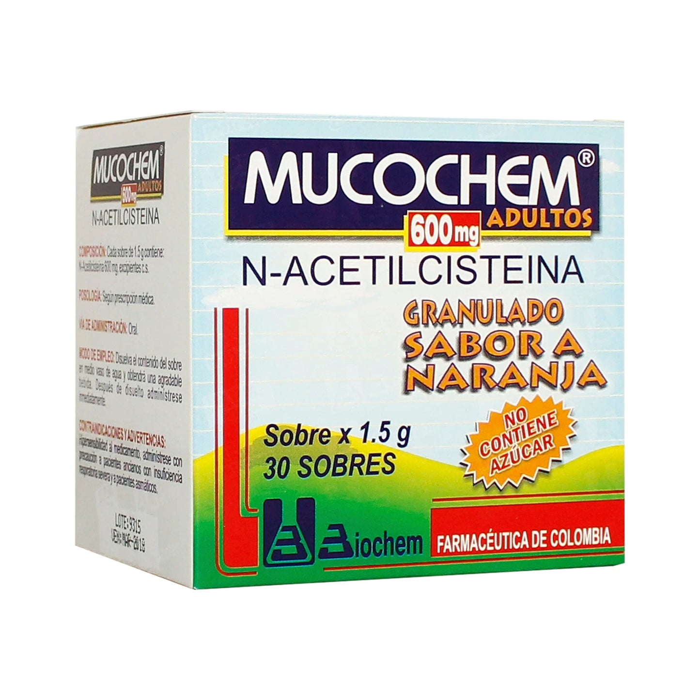 Mucochem 600 mg Naranja 30 Sbs