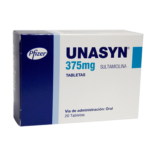 Unasyn 375 mg 20 Tabletas (a)(3%+)(pae)