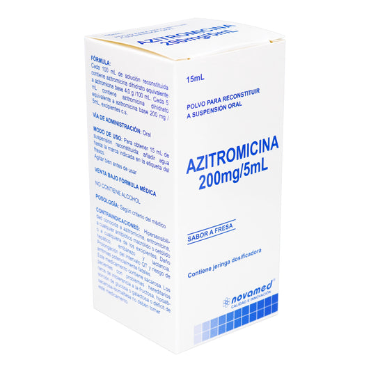 Azitromicina 200 mg/5ML Suspensión.ORAL 15 ml