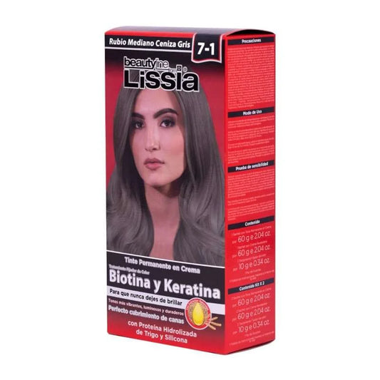 Tinte Rubio Medio Ceniza Gris 7-1 Kits Lissia