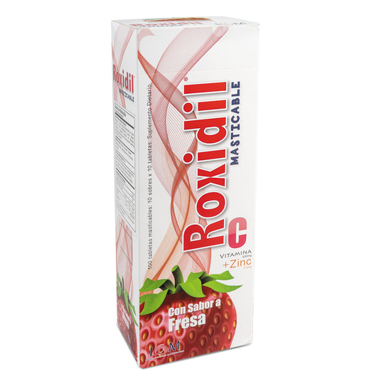 Roxidil Mastic. Vit C +zin Fresa 100tab