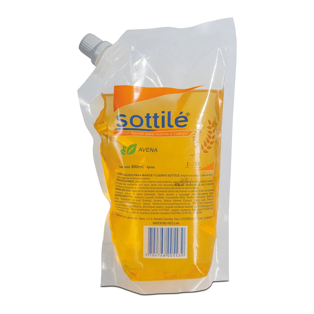 Jabón Liq. Sottile Avena Doypack 500ml