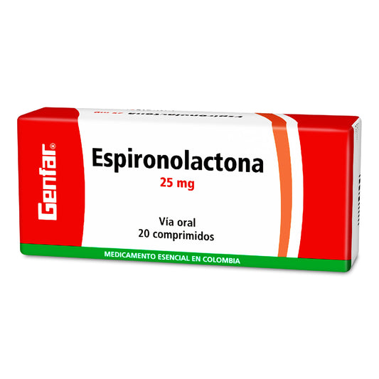 Espironolactona 25 mg 20 Tabletas W
