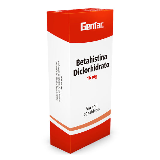 Betahistina 16mg 20tabletas