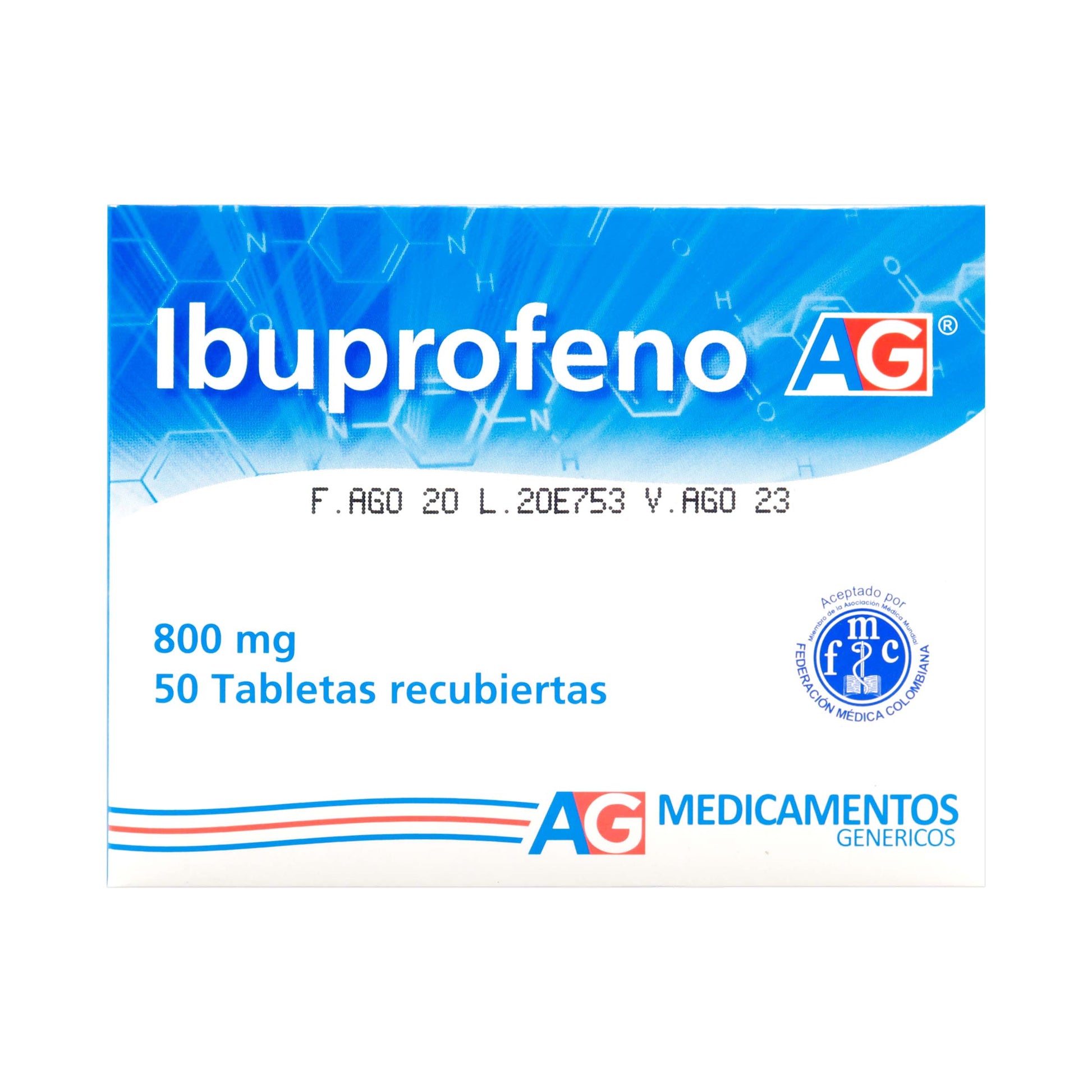 Ibuprofeno 800 mg 50 Tabletas Ag