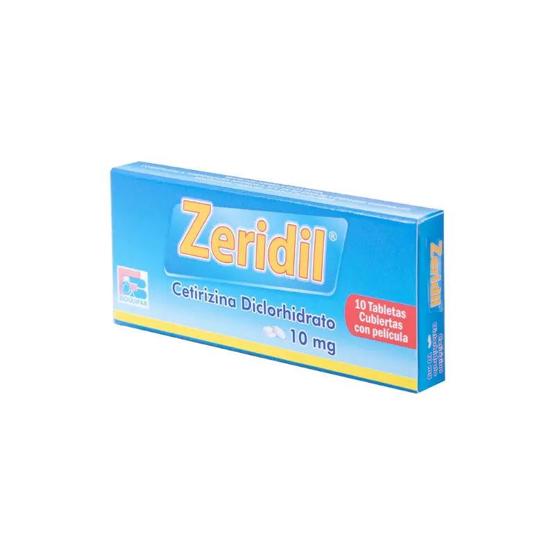 Zeridil Cetirizina 10 mg 10 Tabletas