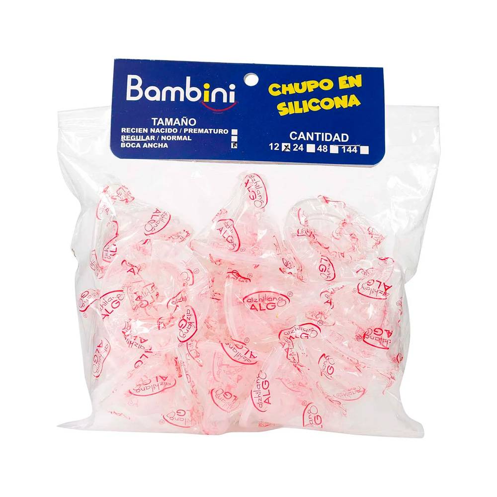 Chupo Silicona Bambini Boca Ancha Bolsa 12 Unidades