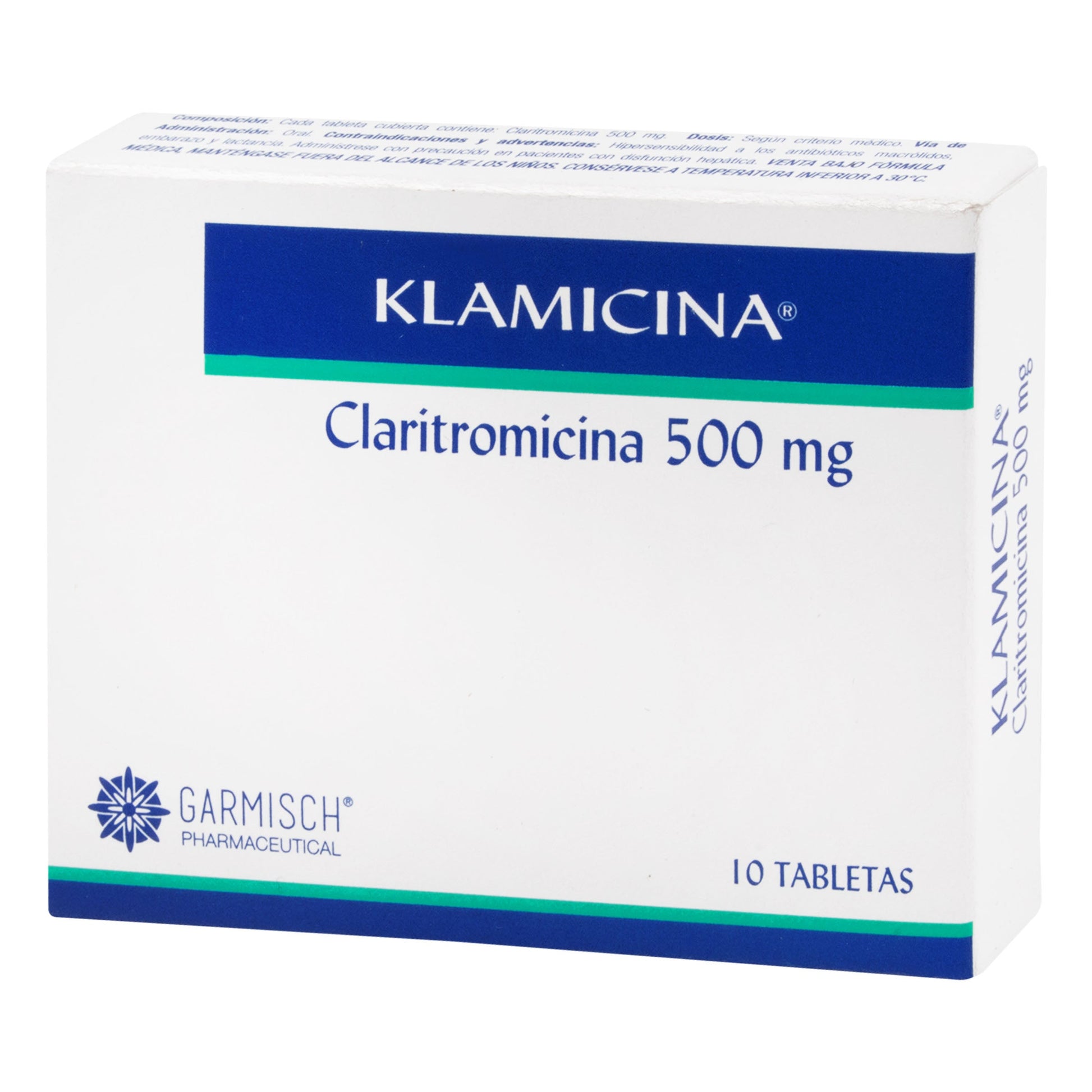 Klamicina 500 mg 10 Tabletas