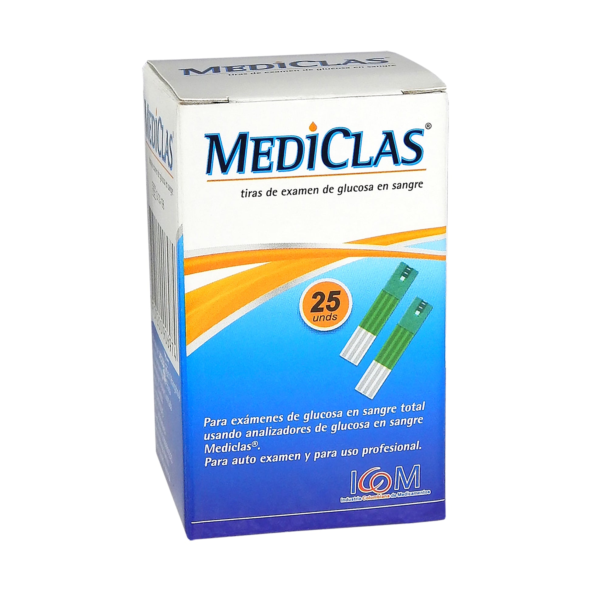 Tiras Reactiv Glucómetro.MEDICLAS 25und Icom