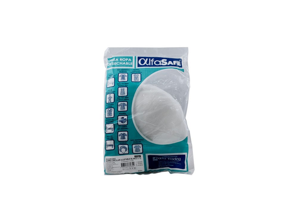 Gorro Ajustable Blanco Alfa 12 Unidades