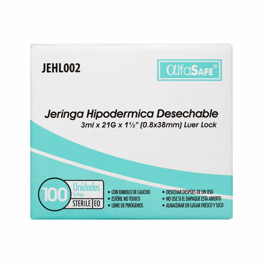 Jeringa Alfa 3P 3 ML 21X1 1/2 100 Unidades