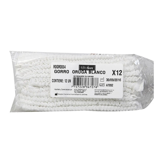 Gorro Tipo Oruga Alfa Blanco 12 Unidades