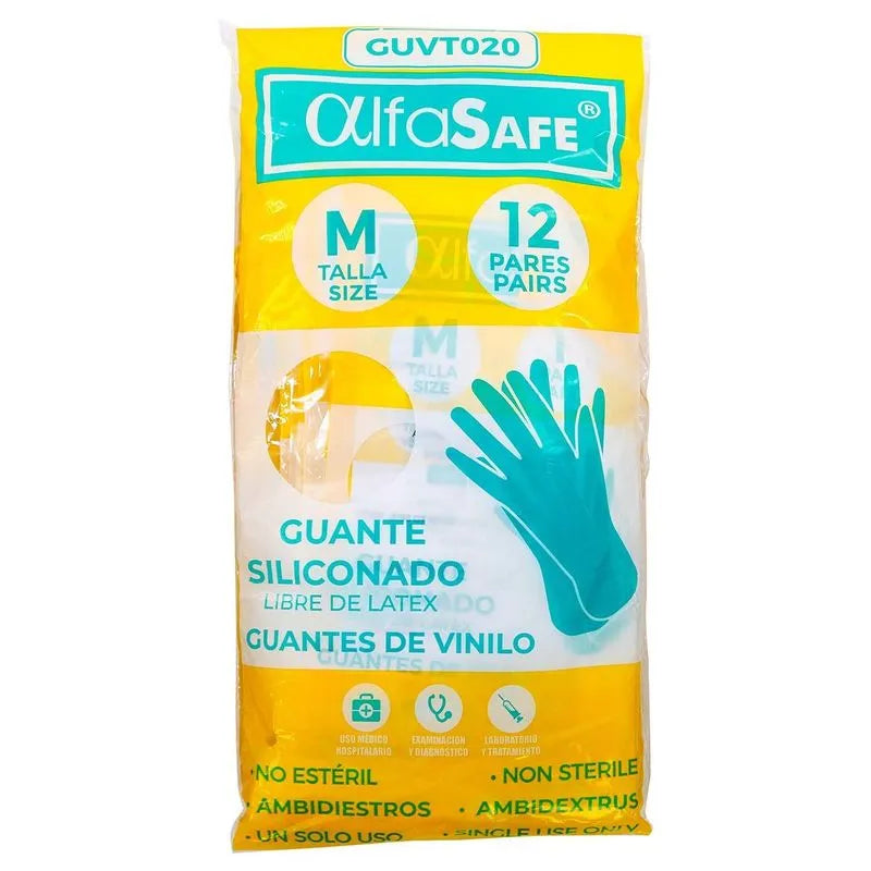 Guantes Alfasafe Vinilo Talco M 12 Ud