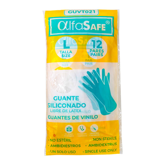 Guantes Alfasafe Vinilo Talco L 12 Ud