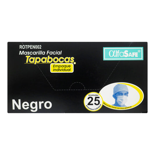 Tapabocas Alfa Safe Negro 25 Unidad