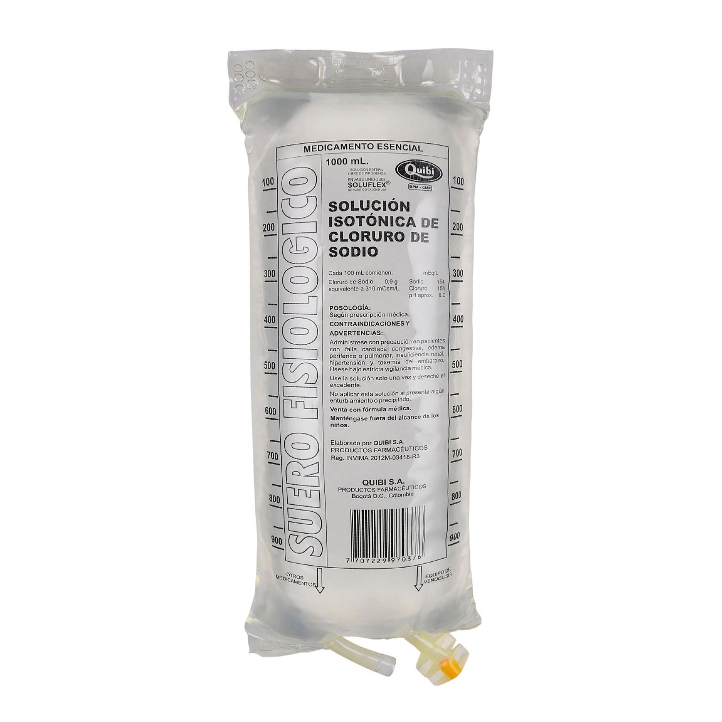 Suero Fisiologico Quibi Bolsa 1000 ml