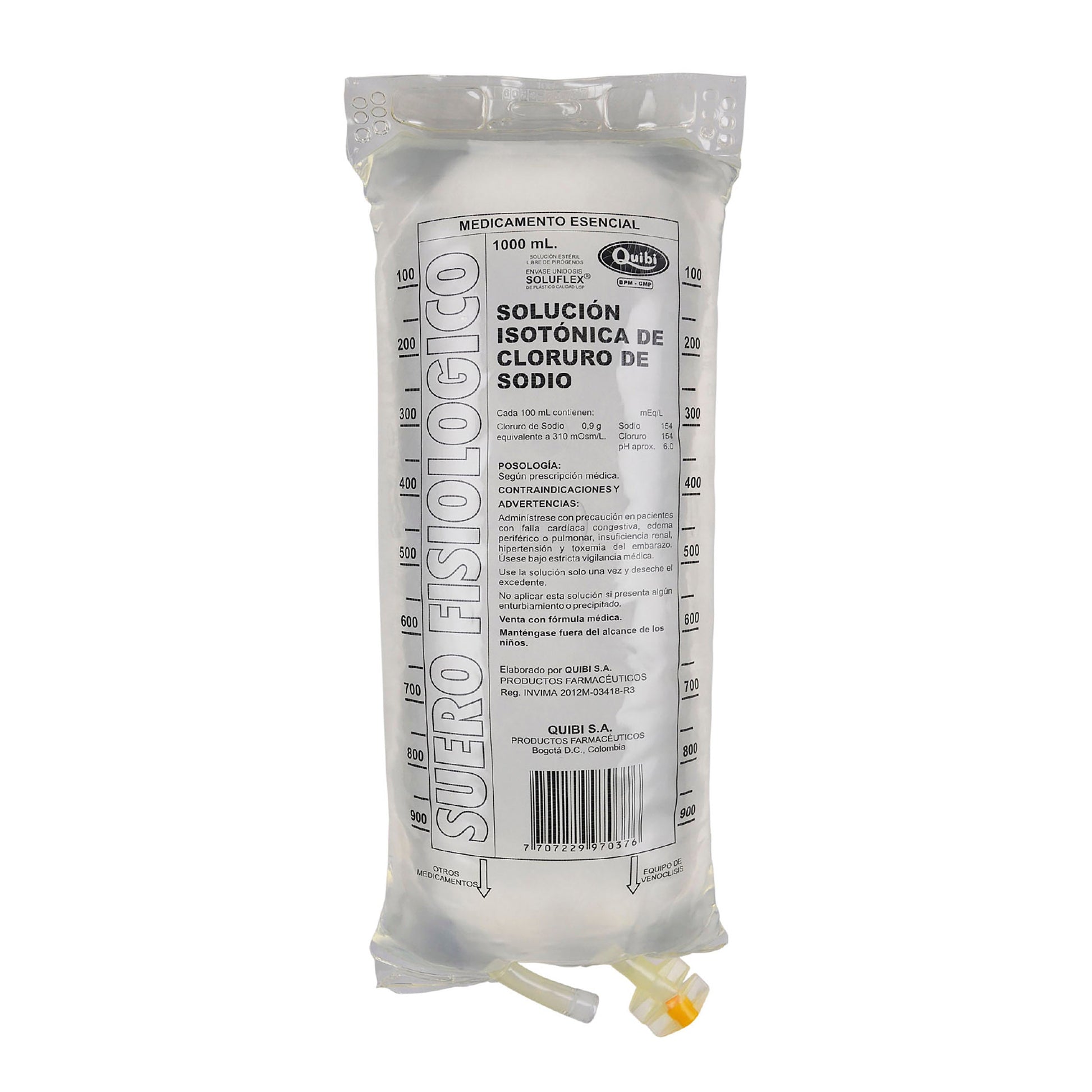 Suero Fisiologico Quibi Bolsa 1000 ml