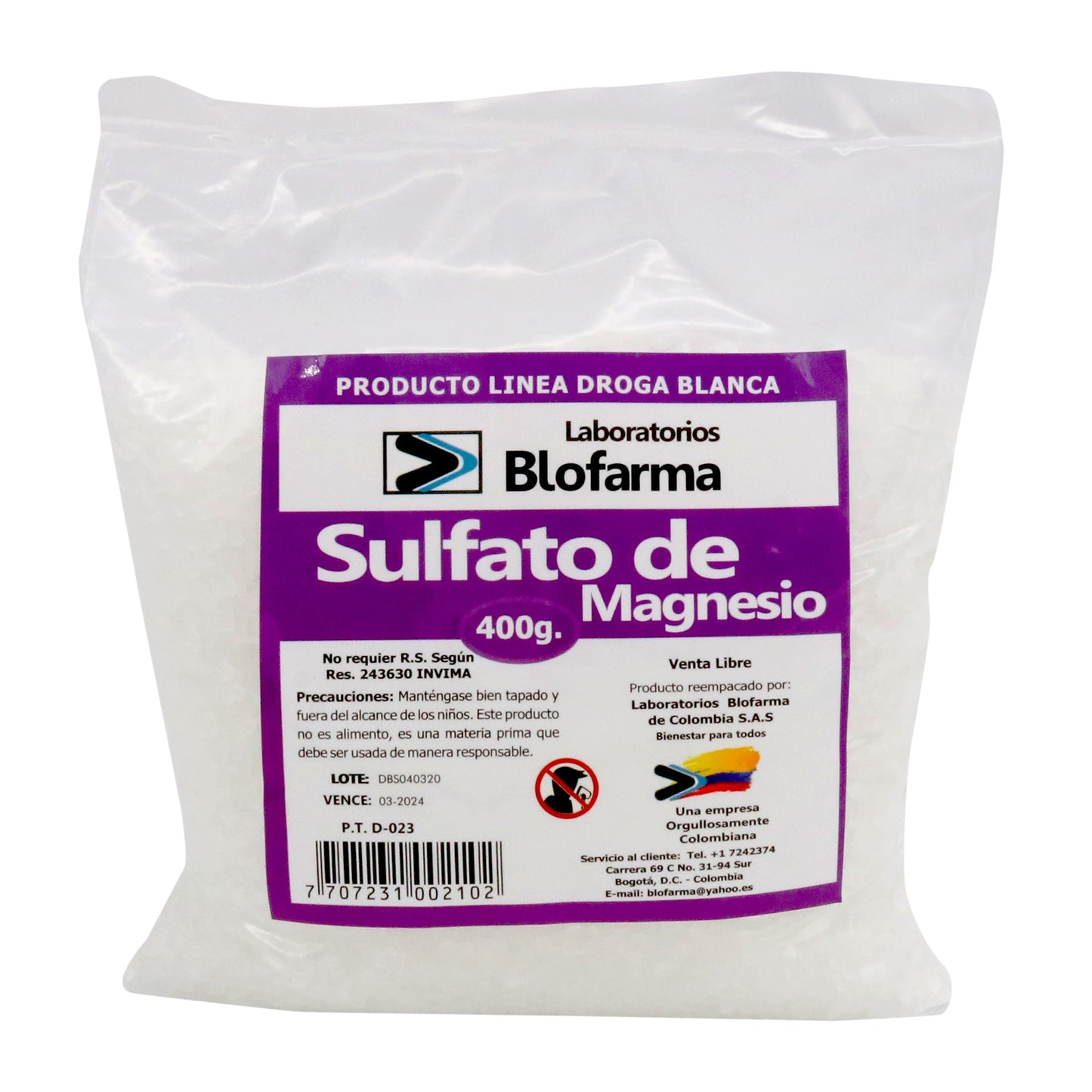 Sulfato De MagnesioIA 400 gr Blofarma