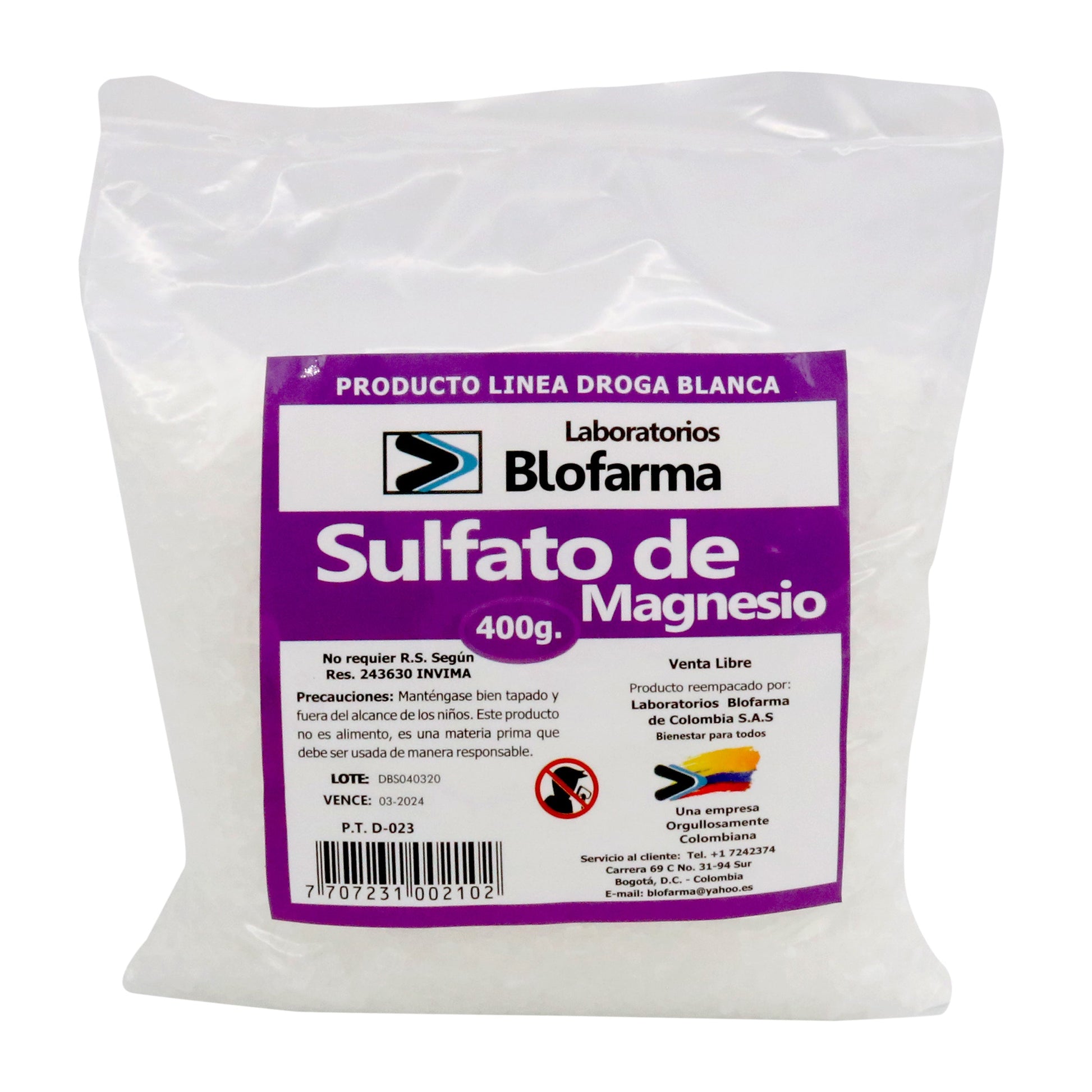 Sulfato De MagnesioIA 400 gr Blofarma