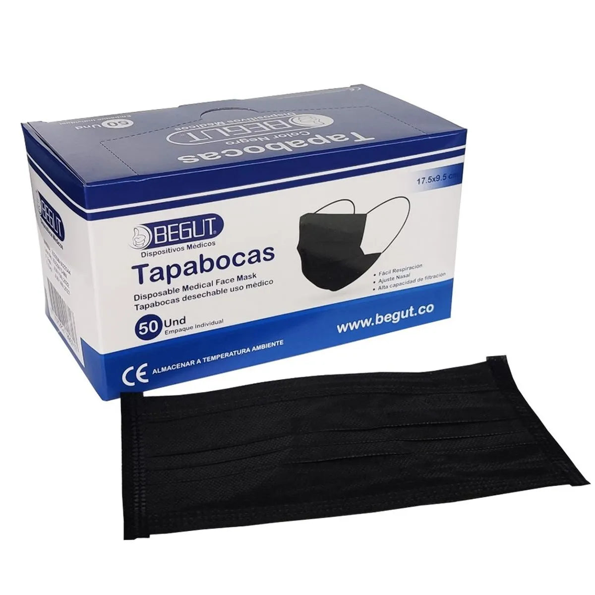 Tapabocas Begut Negro X 50