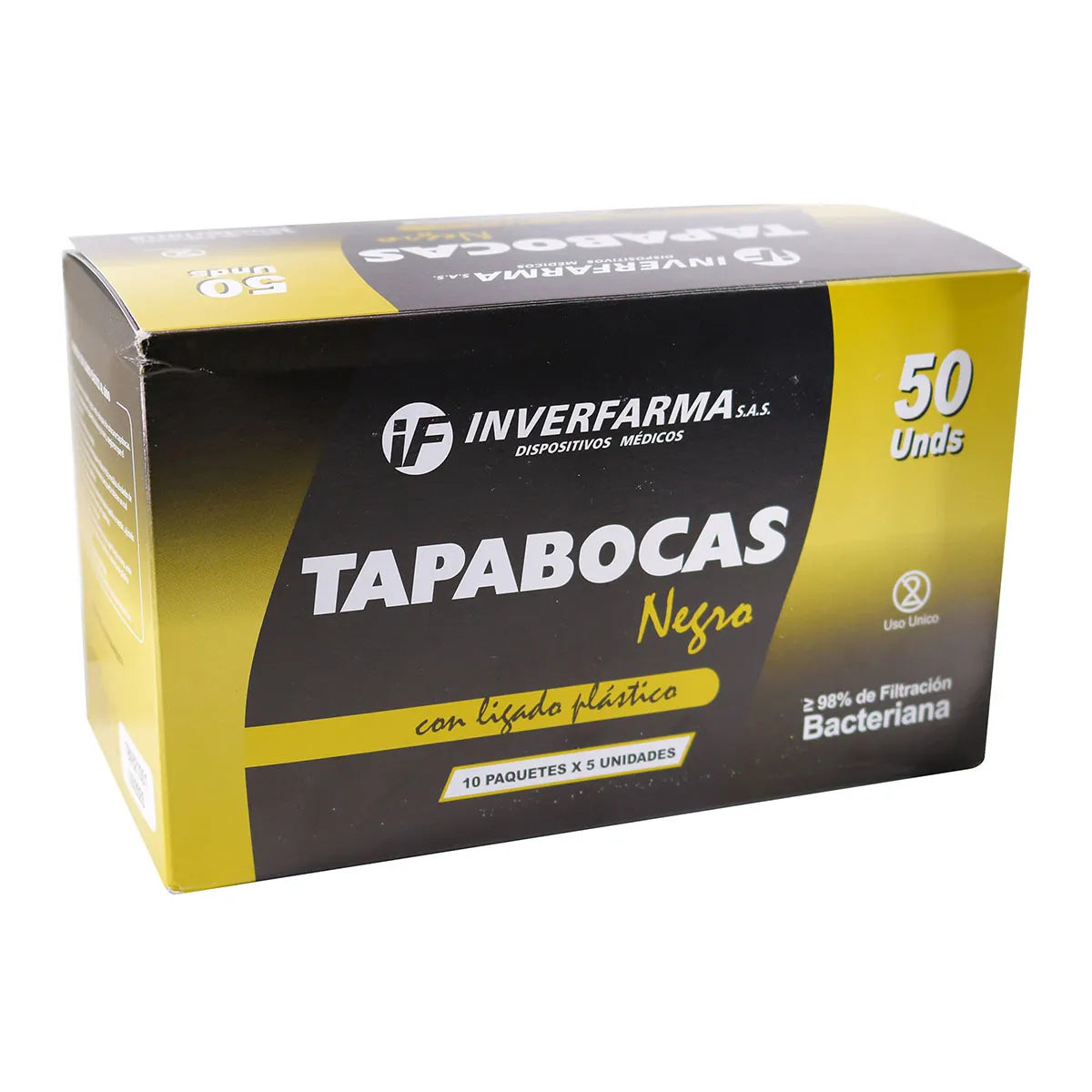 Tapabocas Negro Inverfarma X 50 Unidad