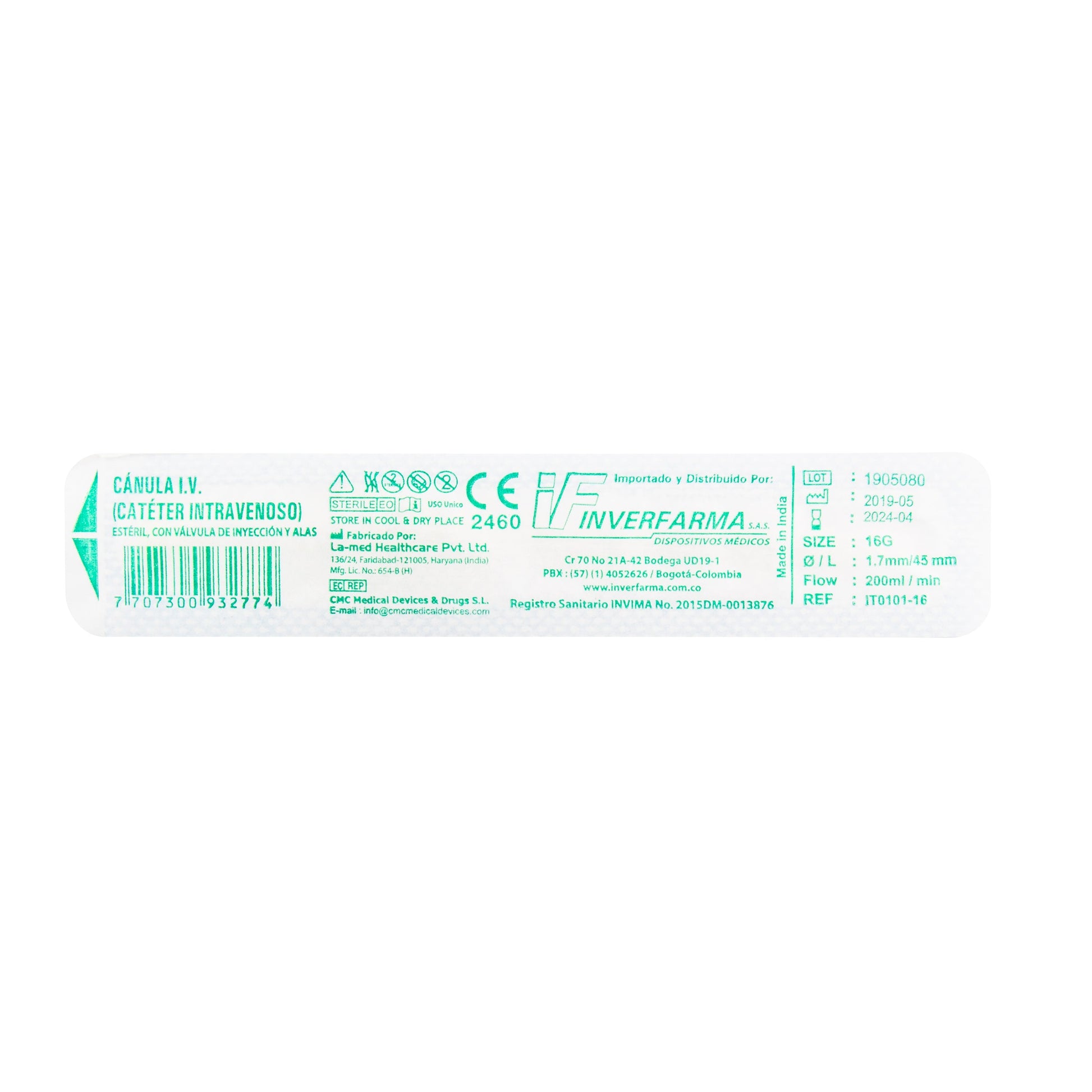 Cateter Inverfarma Intravenoso 16 gr