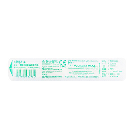 Cateter Inverfarma Intravenoso 16 gr