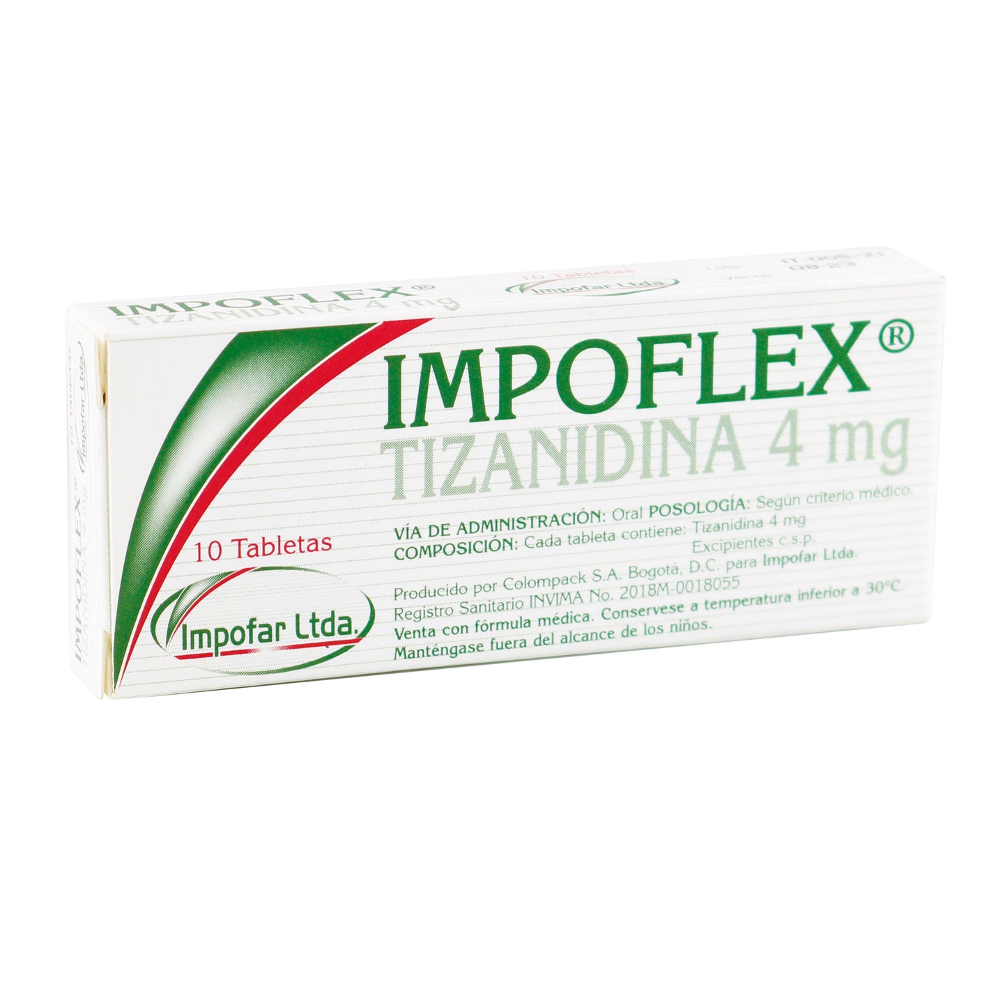 IMPOFLEX Tizanidina 4 mg 10 Tabletas
