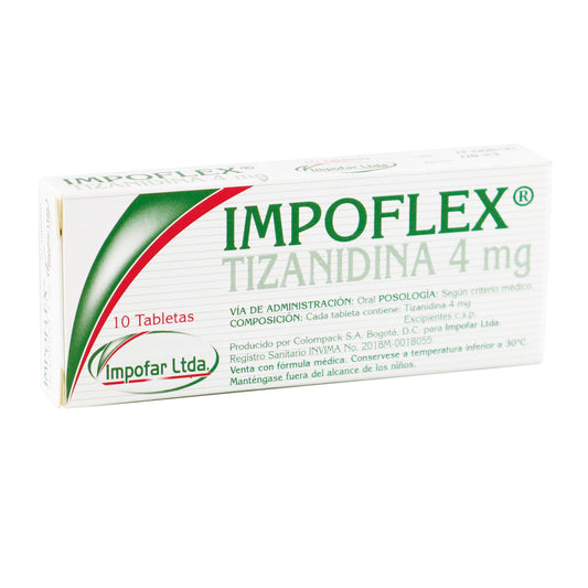 IMPOFLEX Tizanidina 4 mg 10 Tabletas