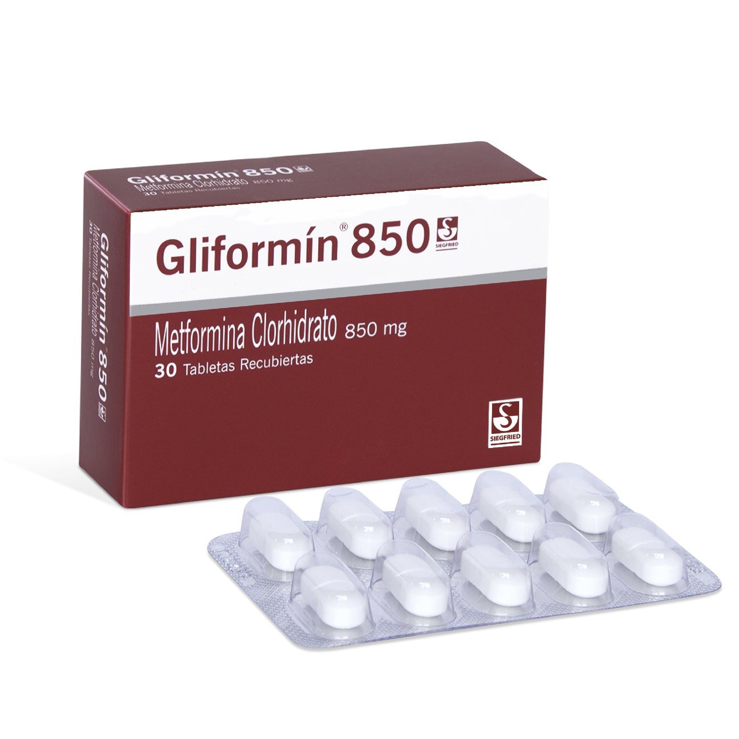 gLIFORMIN 850 mg 30 Tabletas(PB)