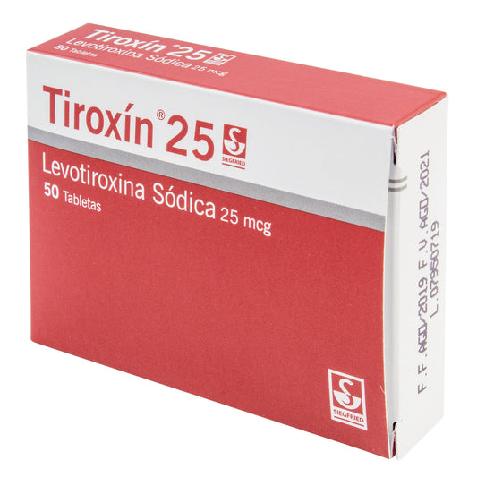 Tiroxin 25 mg 50 Tabletas(PB)