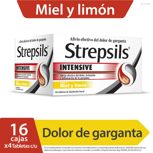 Strepsils Intensive Miel Y Limon 64 Tbs