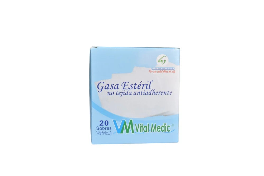 Gasa Esteril Vital Medic No tejida Antiadherente 20 Sobre de 5 Unds C/U