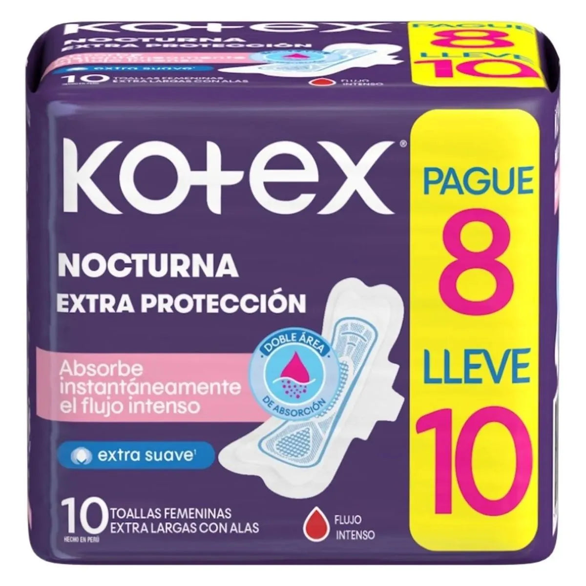 Toalla Kotex Nocturna Extraprotección  Pg8 Llev10