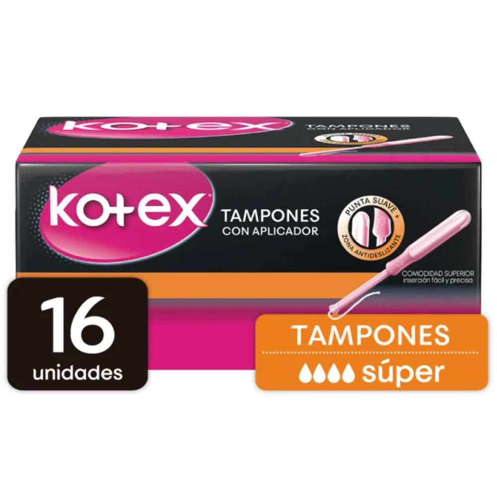 Tampon Kotex Super Con Aplicador 16 Unidades