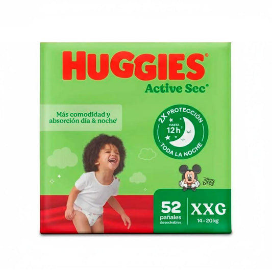 Pañal huggies Active Sec Etapa 5 Xxg 52 Und