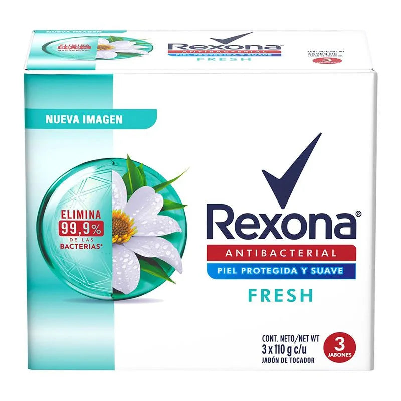 3 Jabón.REXONA Antibacterial Fresh 110 g