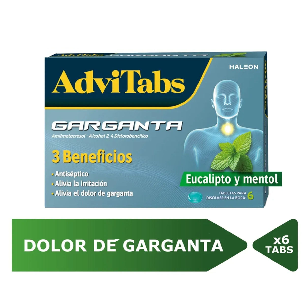 Advitabs Gargante Eucalip Y Mentol 6Tbs