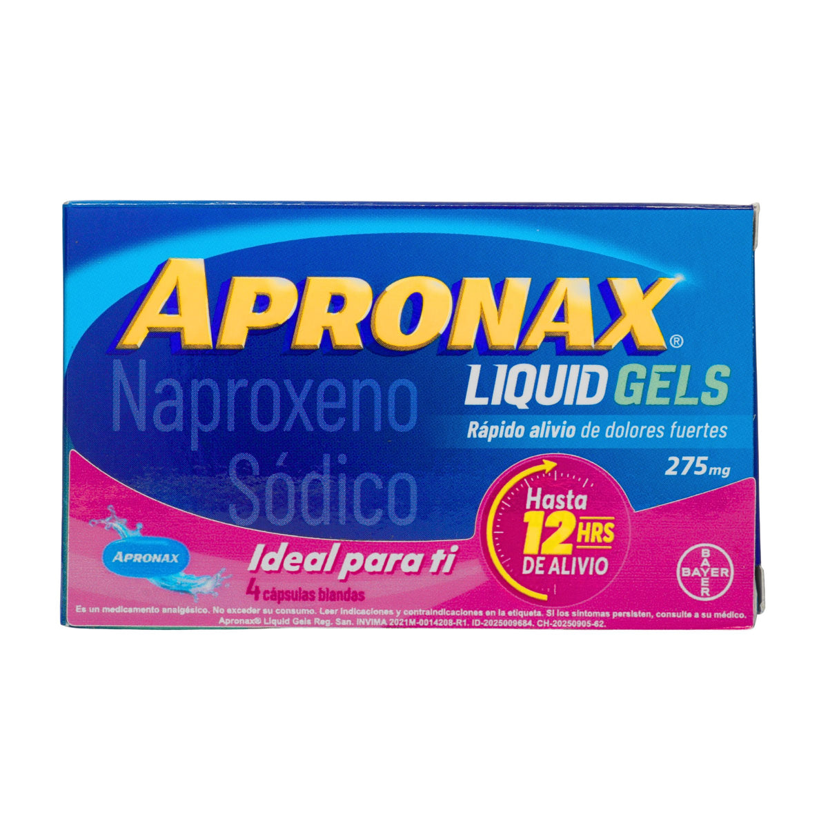 Apronax Liquid Gel Fem 275 MG 4 Capsulas