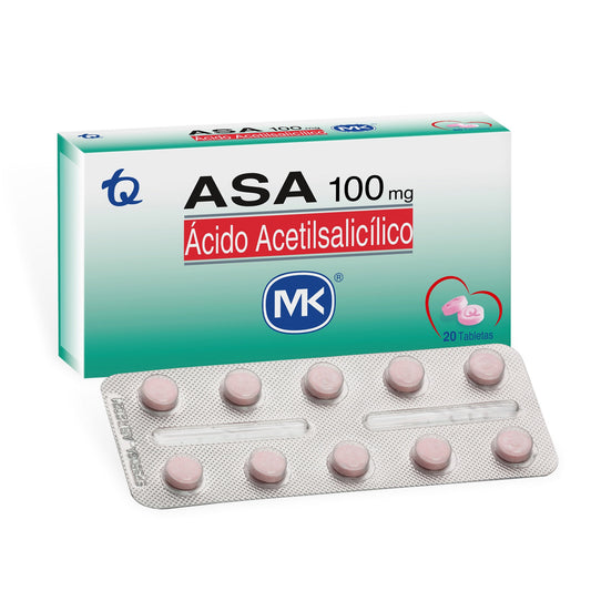 ASA 100 Miligramos 20 Tabletas MK
