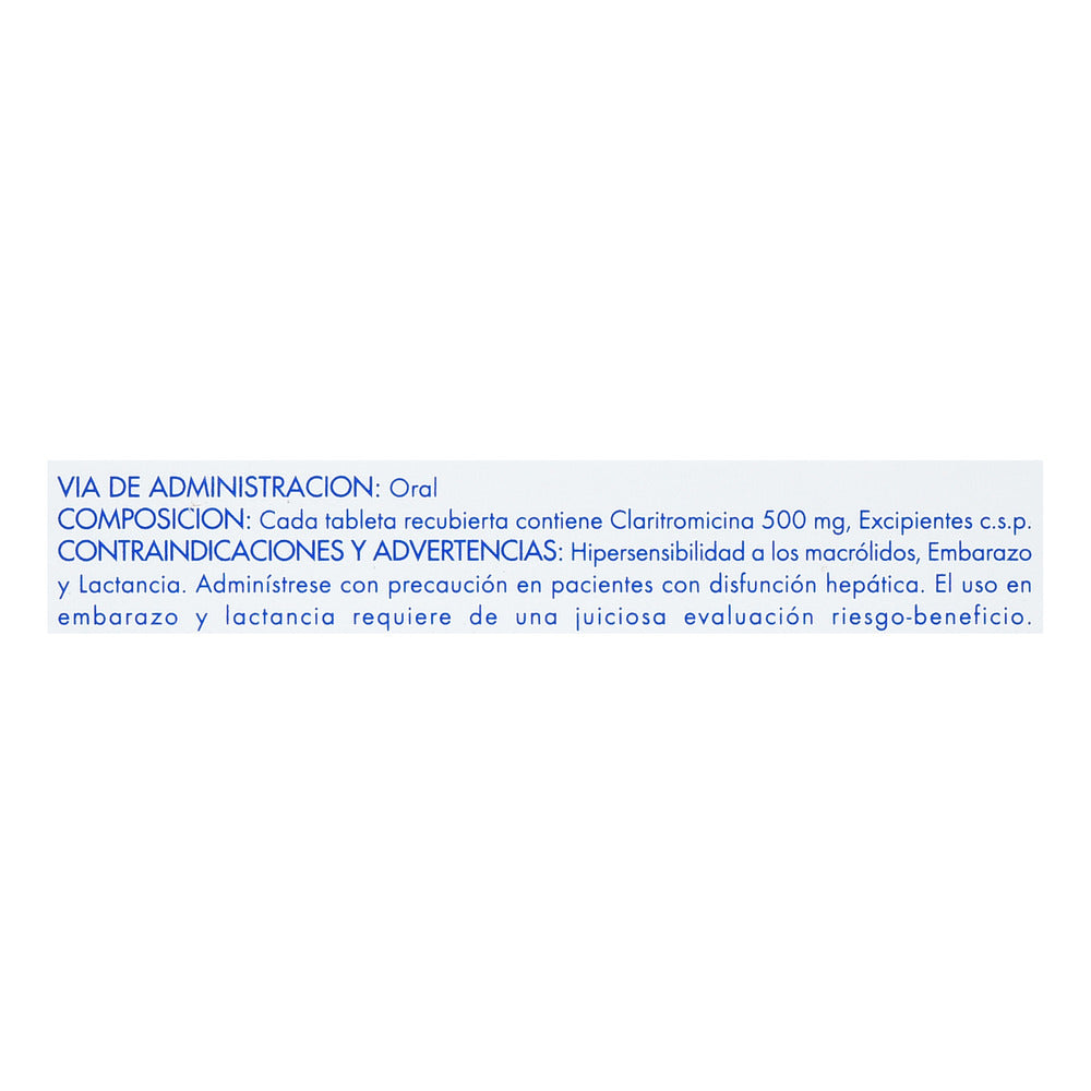 Claritromicina 500 mg 10 Tabletas