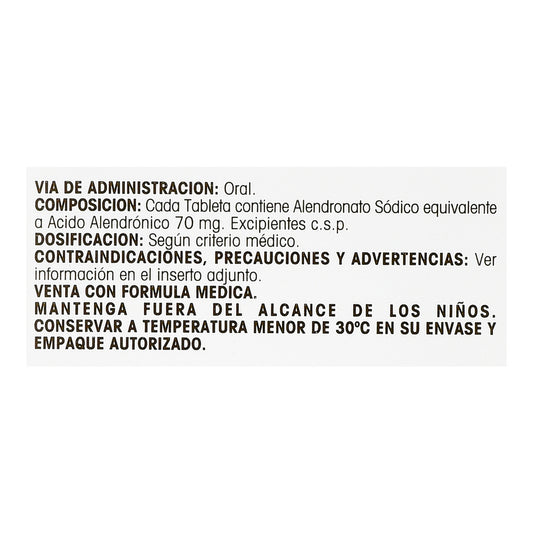 Alendronato 70 Miligramos 4 Tabletas