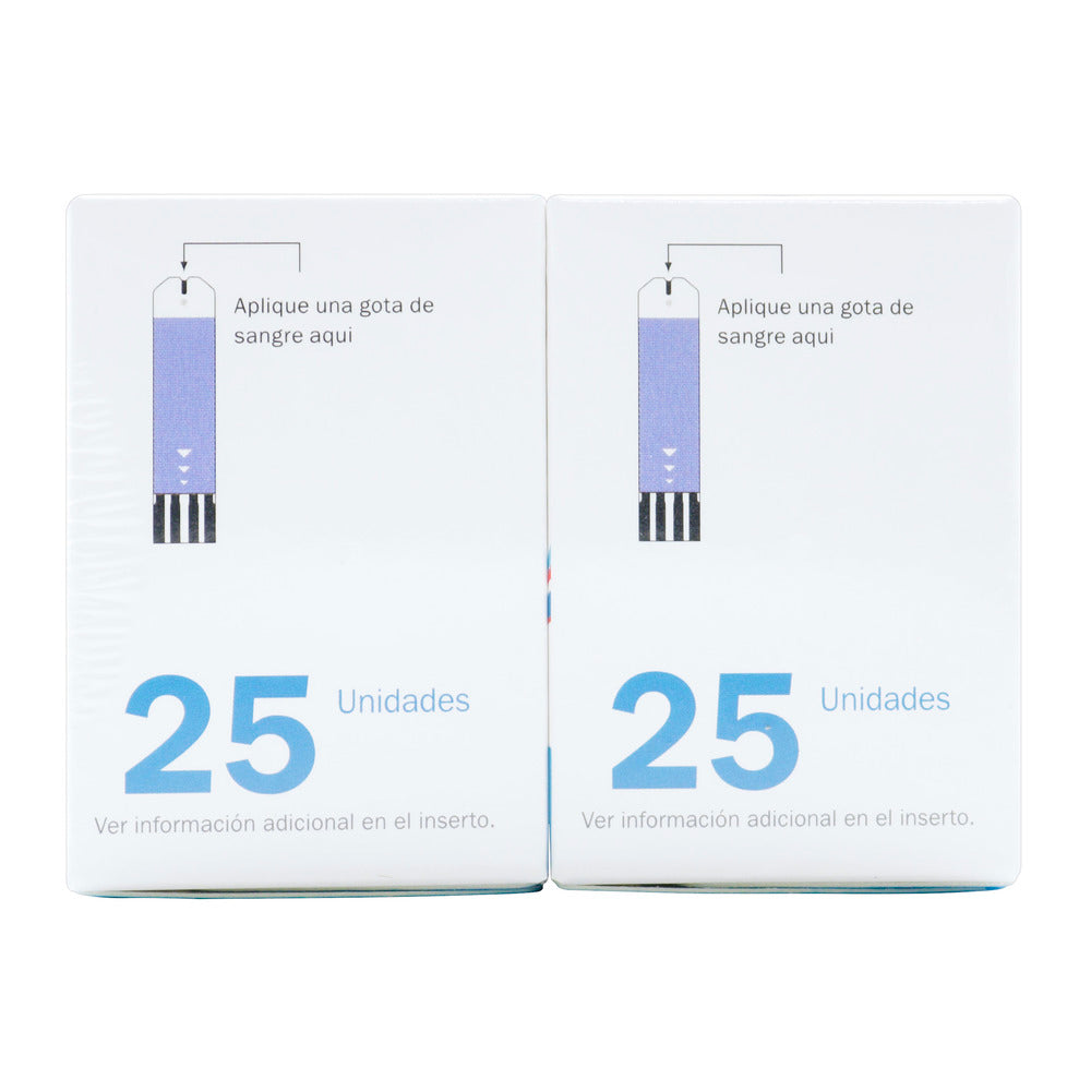 TIRAS REACT.GLUCOQUIC 25UD PAG 1 LLEV 2