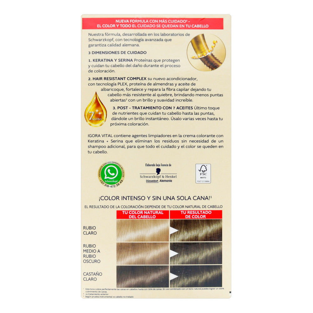 Igora Vital Kit 7-11 Promoción 2 Tubos Rubio Mediano Cenizo Intenso