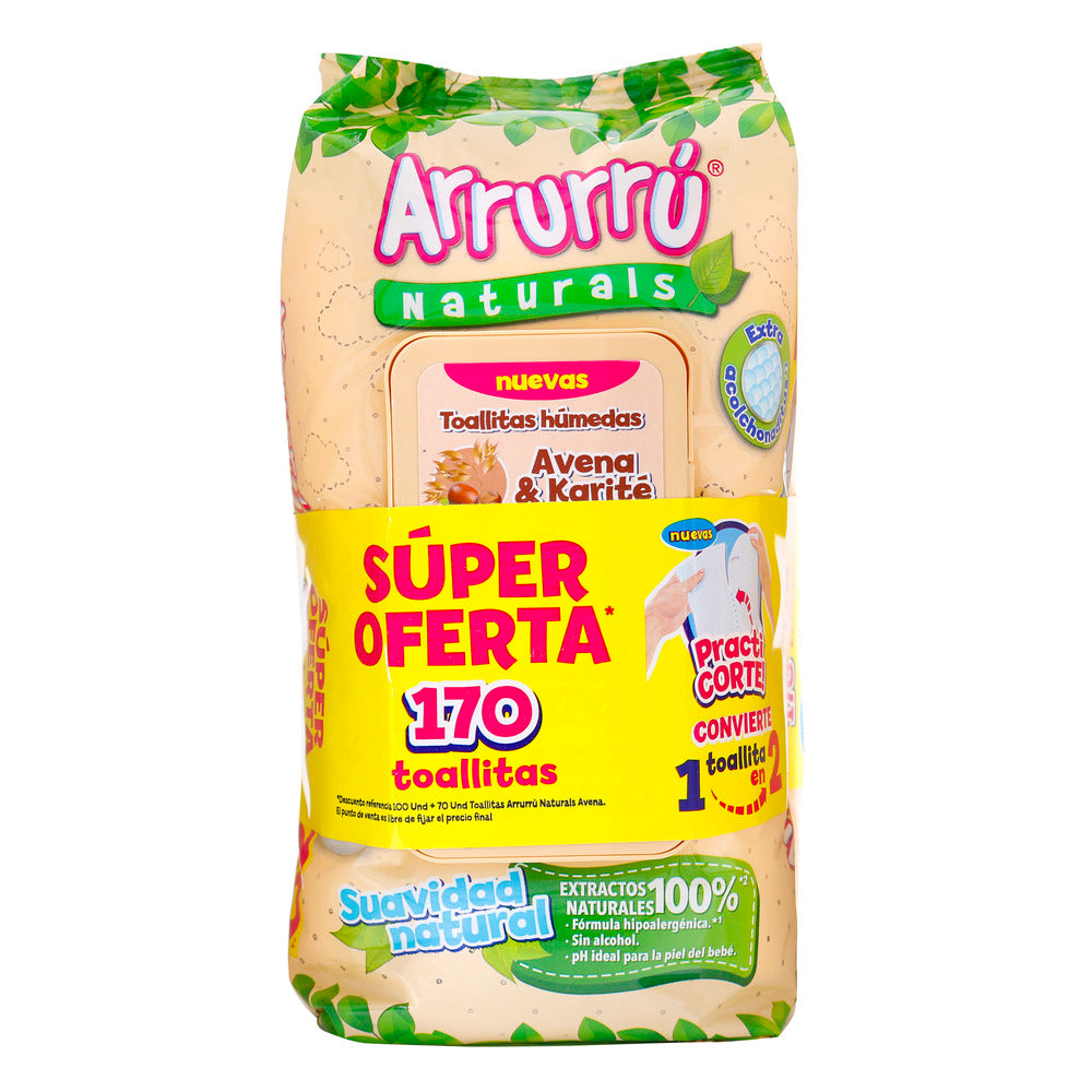 Toallitas Arrurrú Avena Pack 170 Unidades Super Oferta