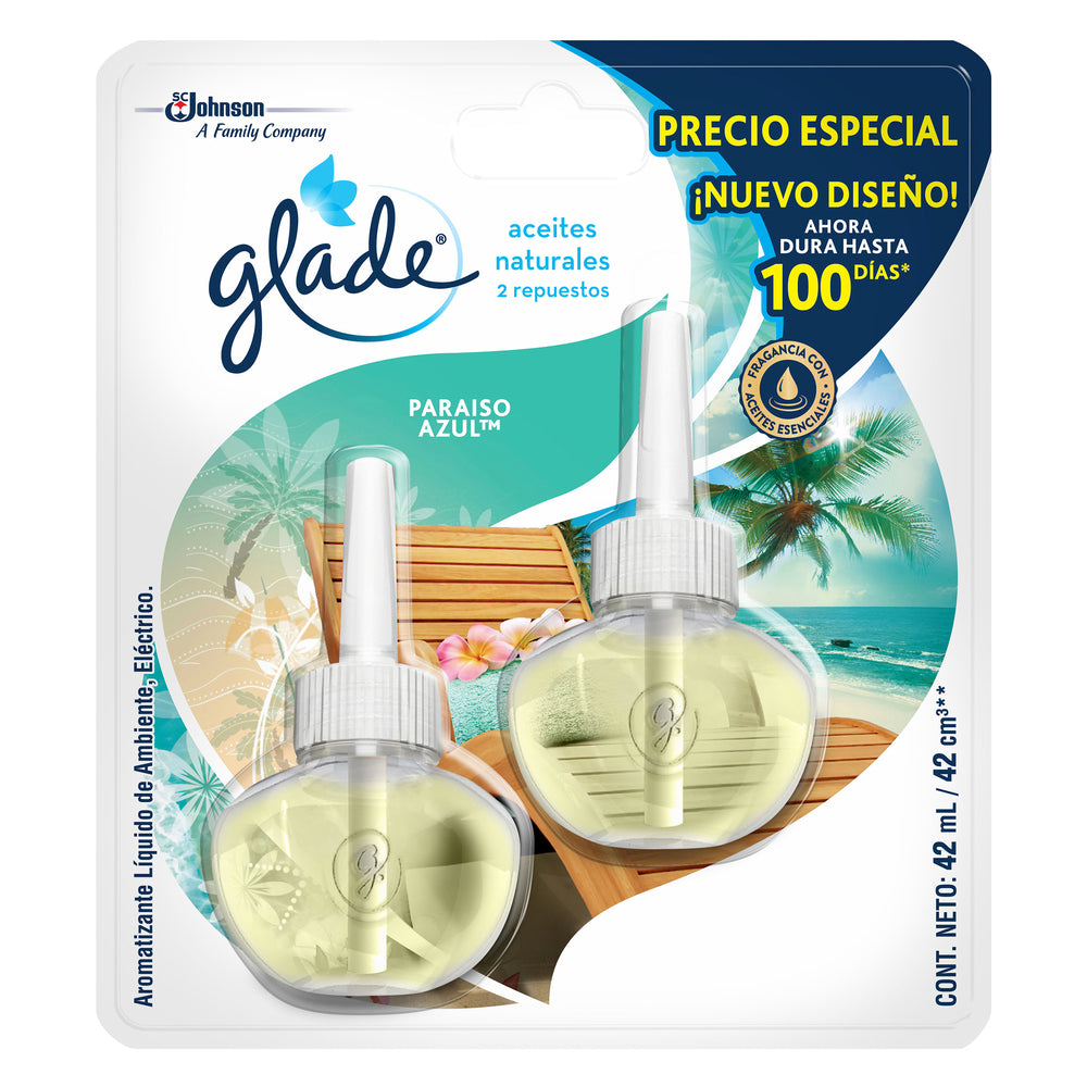 Ambientador Glade 2 Aceites Paraíso Azul