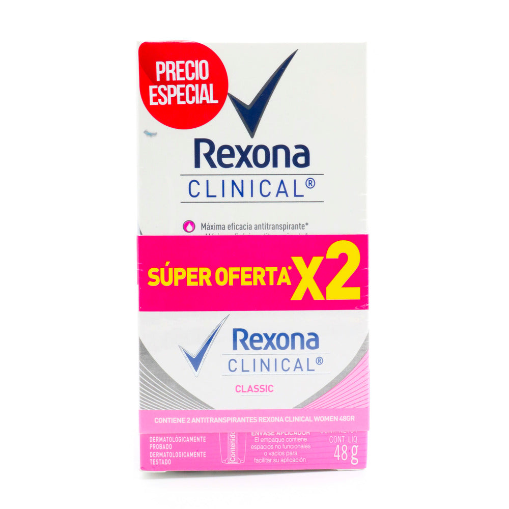 2 Desodorantes Rexona Soft Clinical Mujer 48 gr