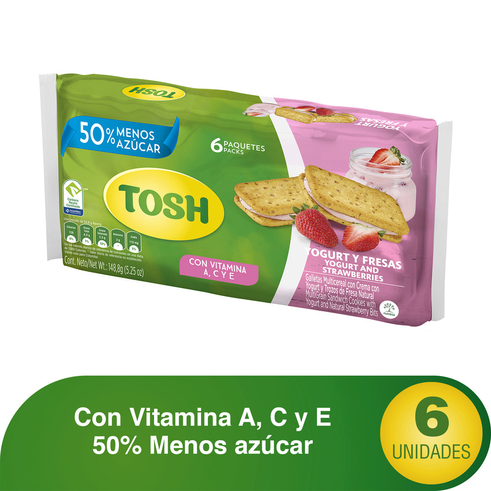 Galletas Tosh Yogurt Fresa 6 Unidades